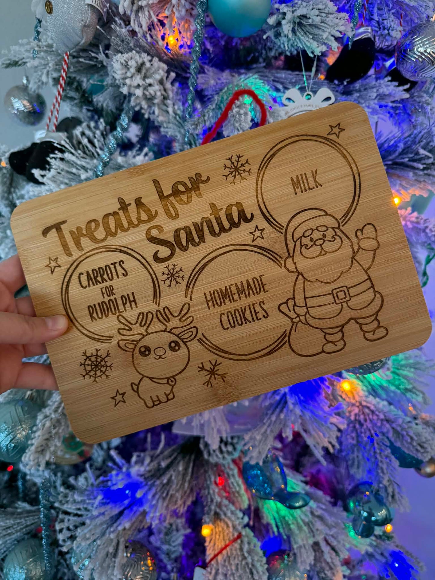 Personalized “Treats for Santa” Bamboo Board – Christmas Cookie Tray