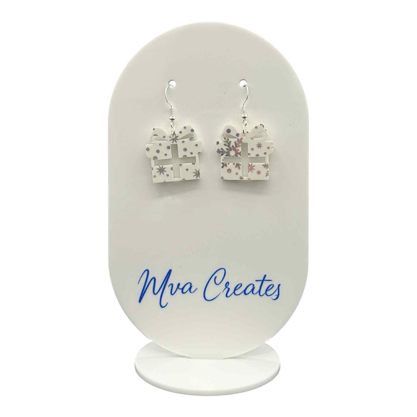 Snowflake Gift Box Earrings | Christmas Acrylic Earrings | Holiday Jewelry Gift