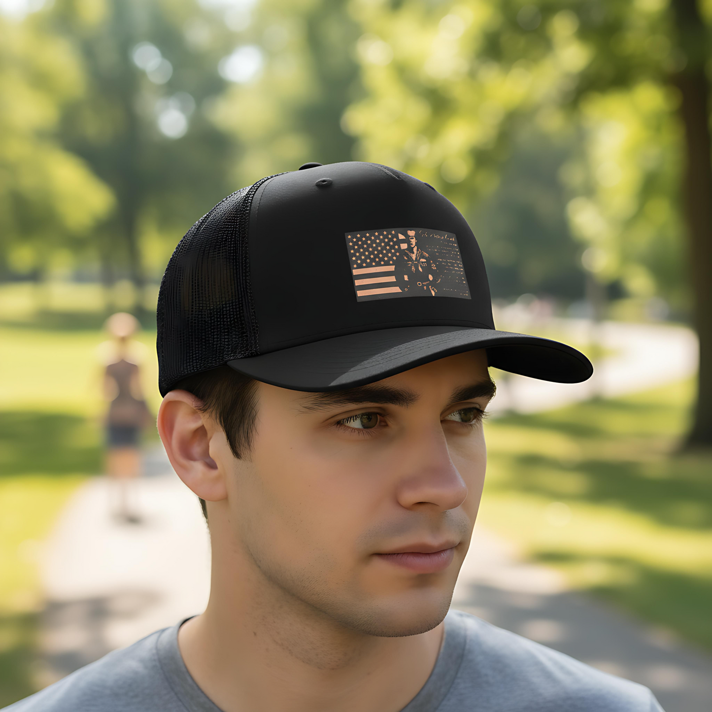 Sailor's Creed American Flag Leatherette Patch Hat – Richardson 112 Trucker Cap