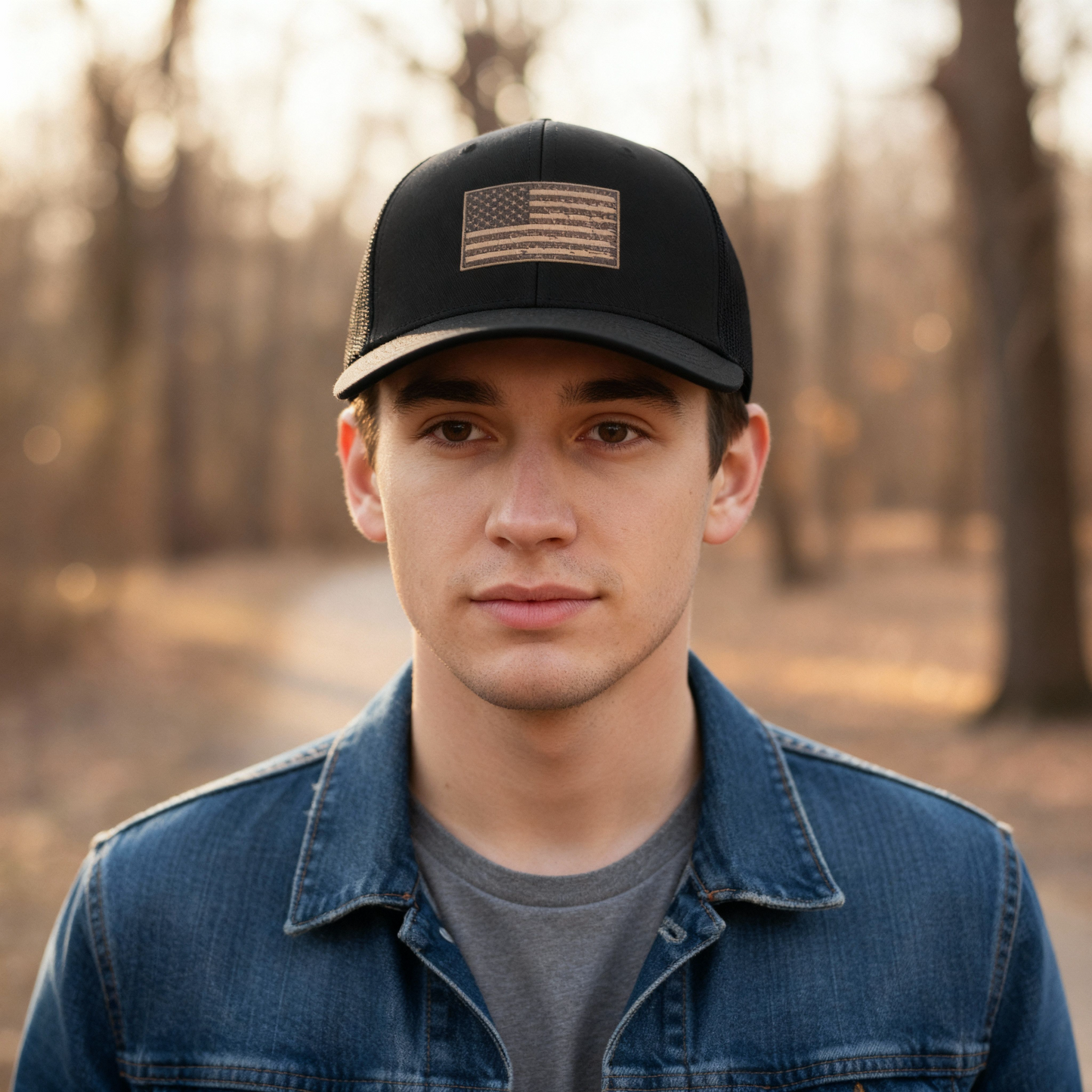 Patriotic Oath American Flag Leatherette Patch Hat – Richardson 112 Trucker Cap