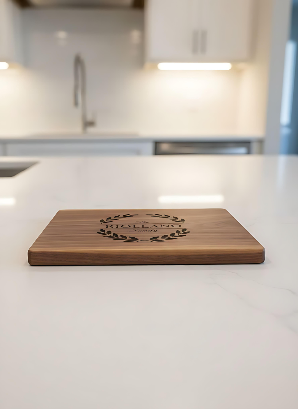 Personalized Walnut Cutting Board — Custom Family Name Engraving