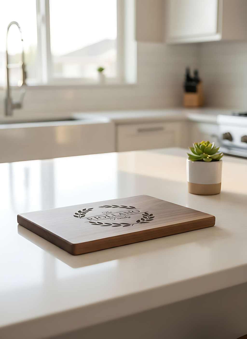 Personalized Walnut Cutting Board — Custom Family Name Engraving