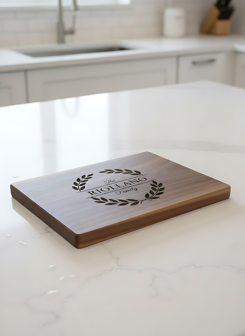 Personalized Walnut Cutting Board — Custom Family Name Engraving