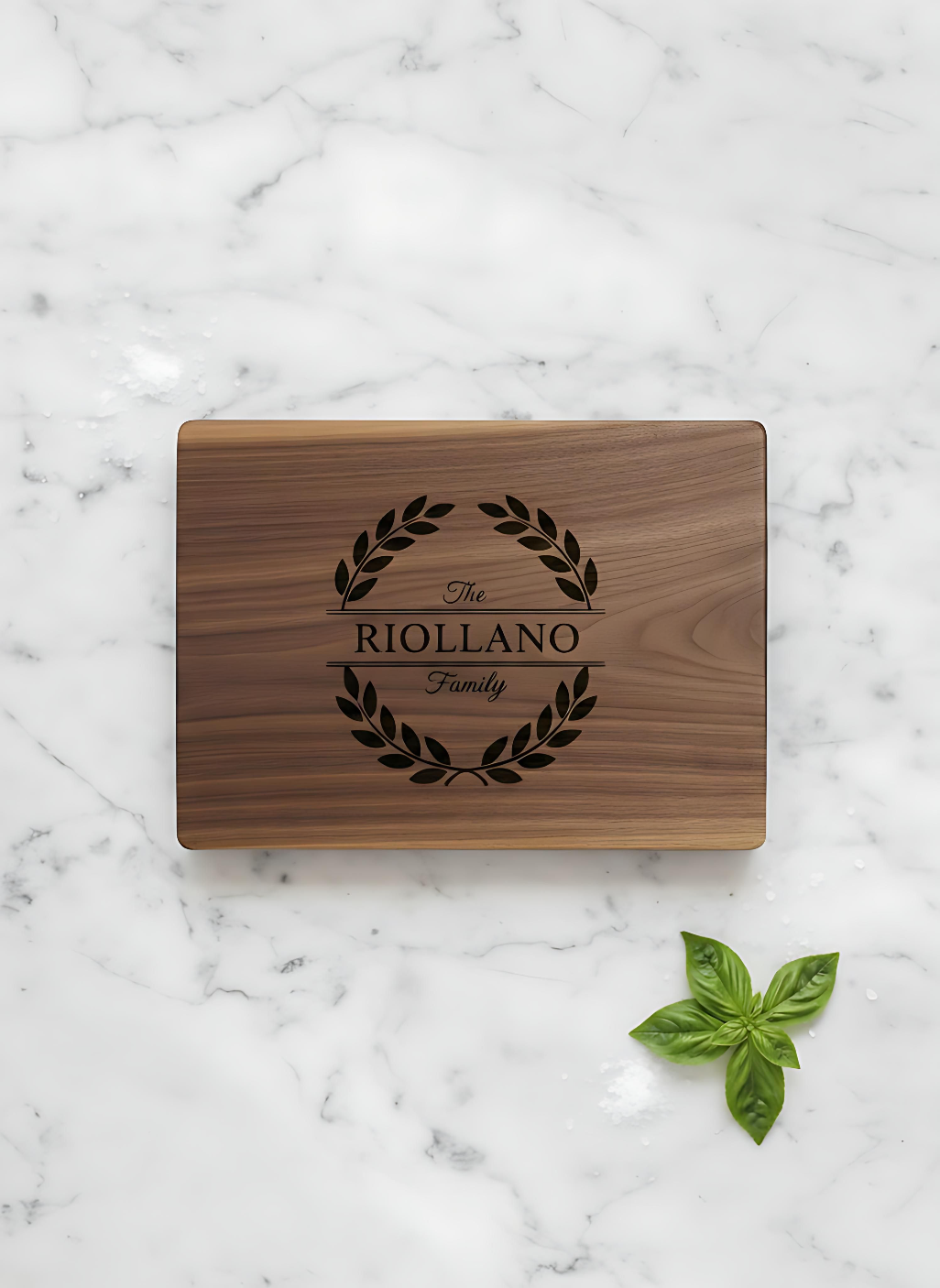 Personalized Walnut Cutting Board — Custom Family Name Engraving