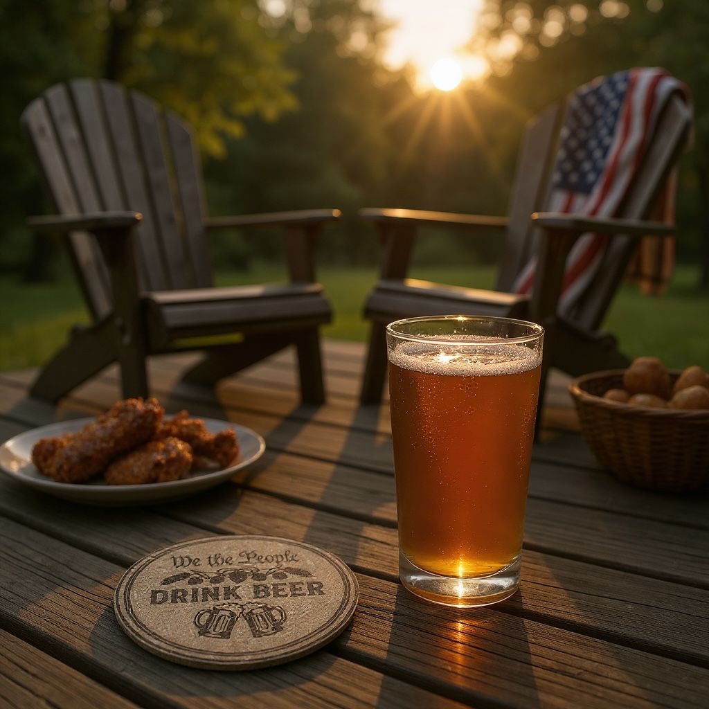 We the People Drink Beer – Laser-Engraved Cork Coaster