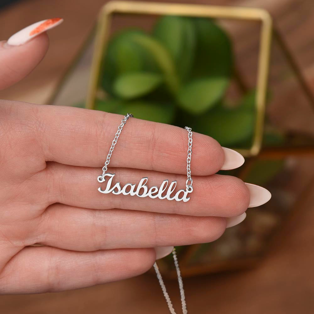 Personalized Name Necklace- Polished Stainless Steel or 18K Yellow Gold Finish