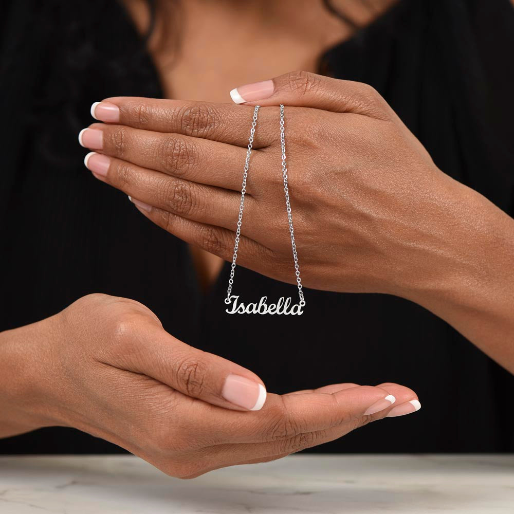 Personalized Name Necklace- Polished Stainless Steel or 18K Yellow Gold Finish
