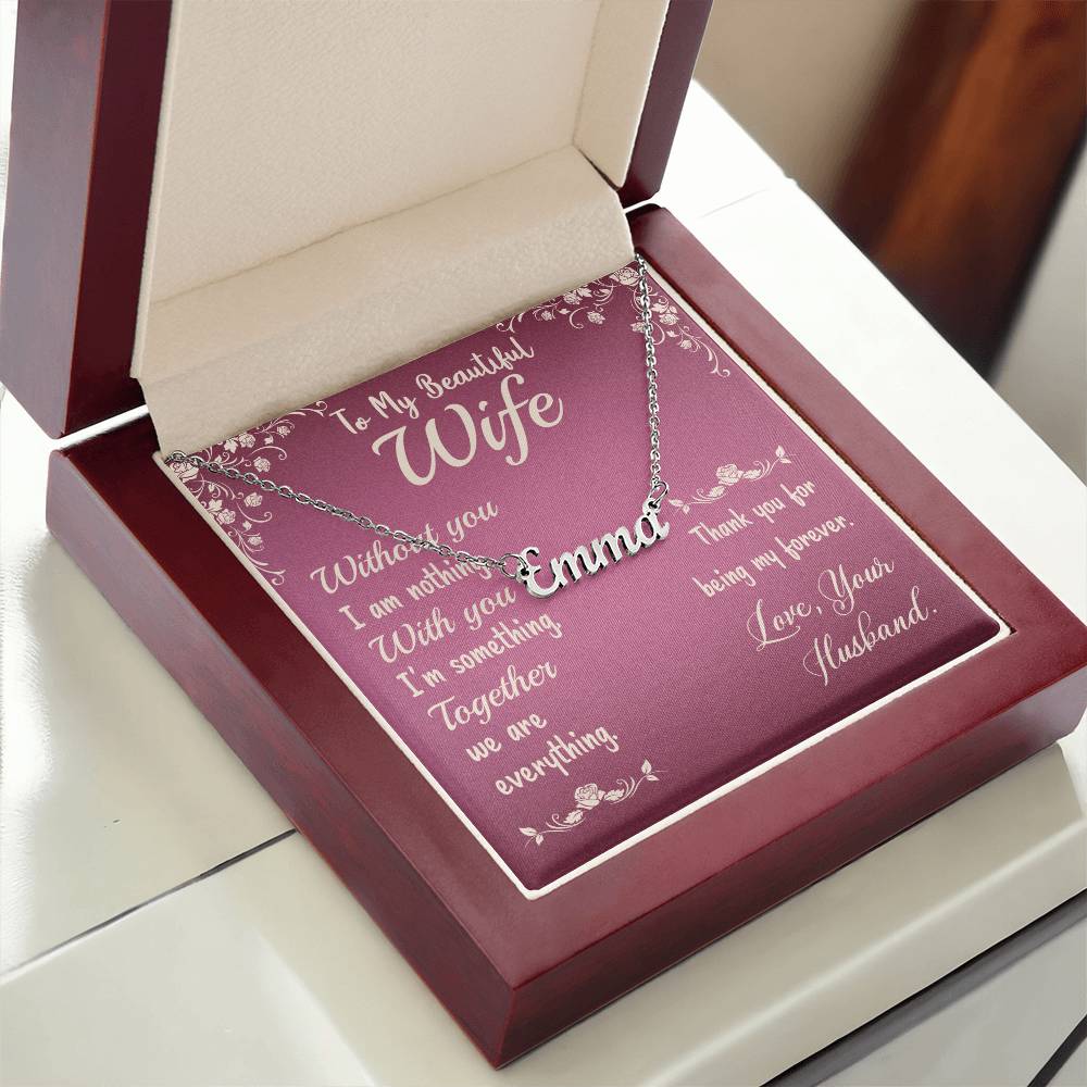 Personalized Name Necklace- Polished Stainless Steel or 18K Yellow Gold Finish