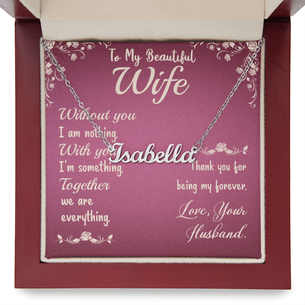 Personalized Name Necklace- Polished Stainless Steel or 18K Yellow Gold Finish