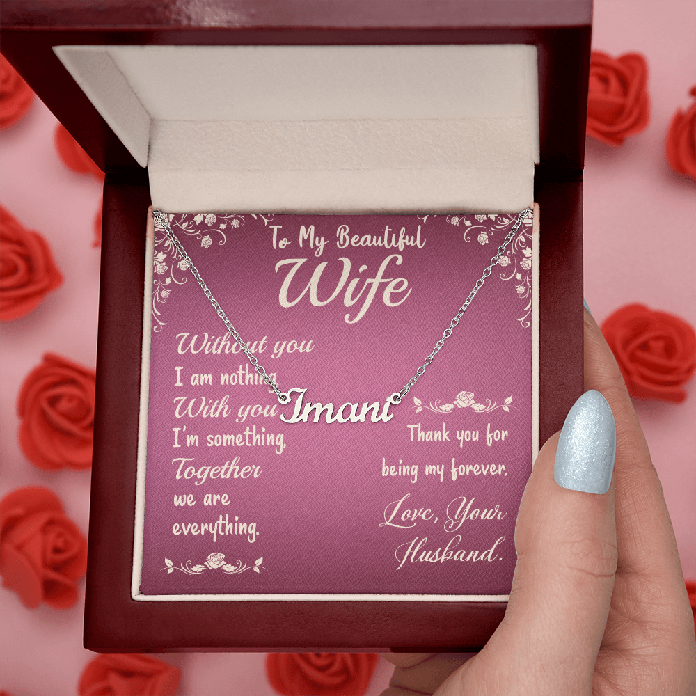 Personalized Name Necklace- Polished Stainless Steel or 18K Yellow Gold Finish