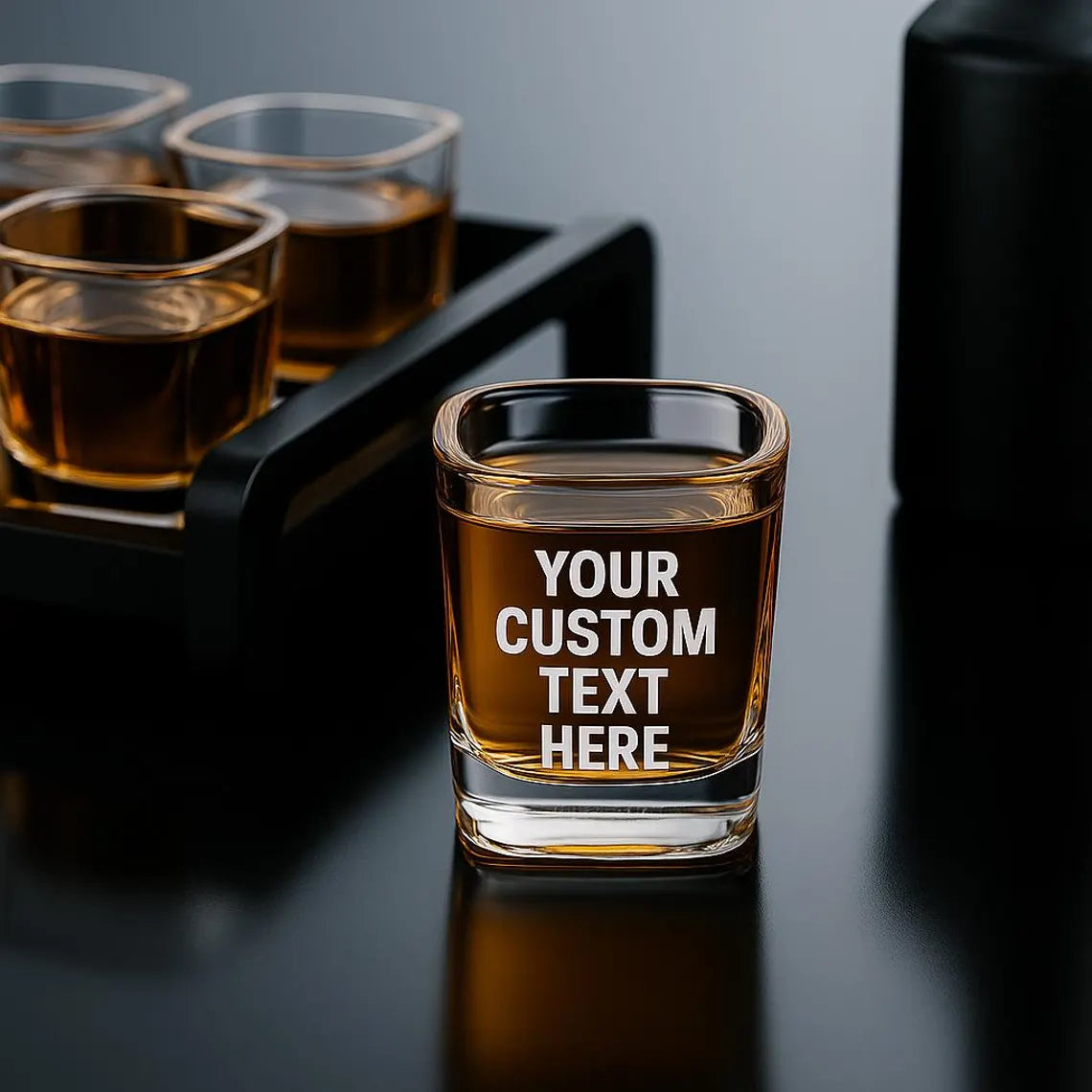 Personalized Square Shot Glass: Custom Laser Engraved Whiskey Glass