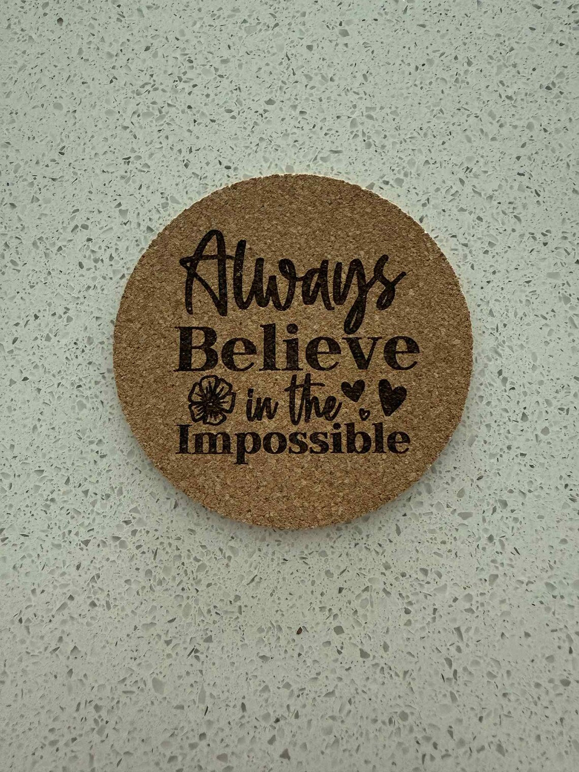 Inspirational Quote Cork Coaster Set: Self-Care Gift, Encouragement Decor