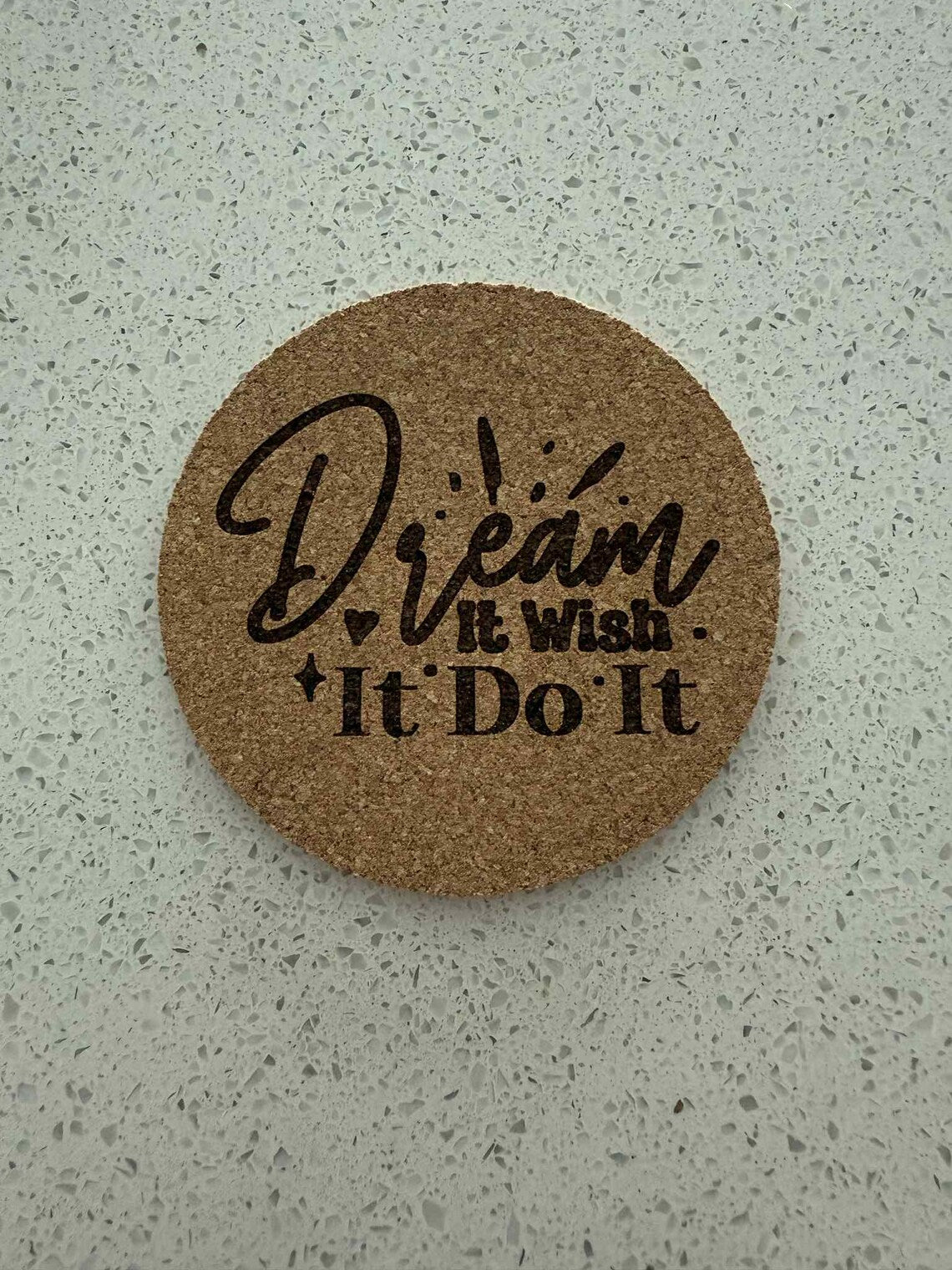 Inspirational Quote Cork Coaster Set: Self-Care Gift, Encouragement Decor