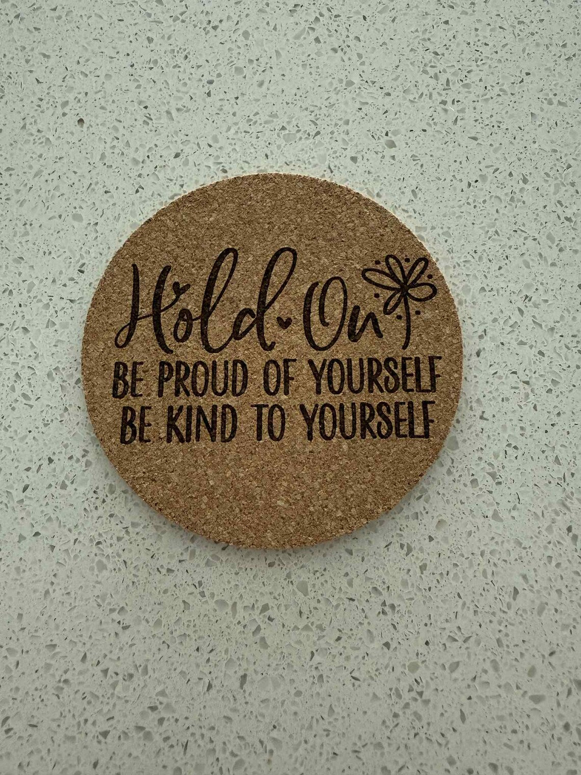 Inspirational Quote Cork Coaster Set: Self-Care Gift, Encouragement Decor