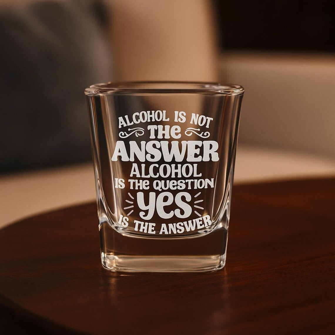 Alcohol is not the answer Engraved Shot Glass