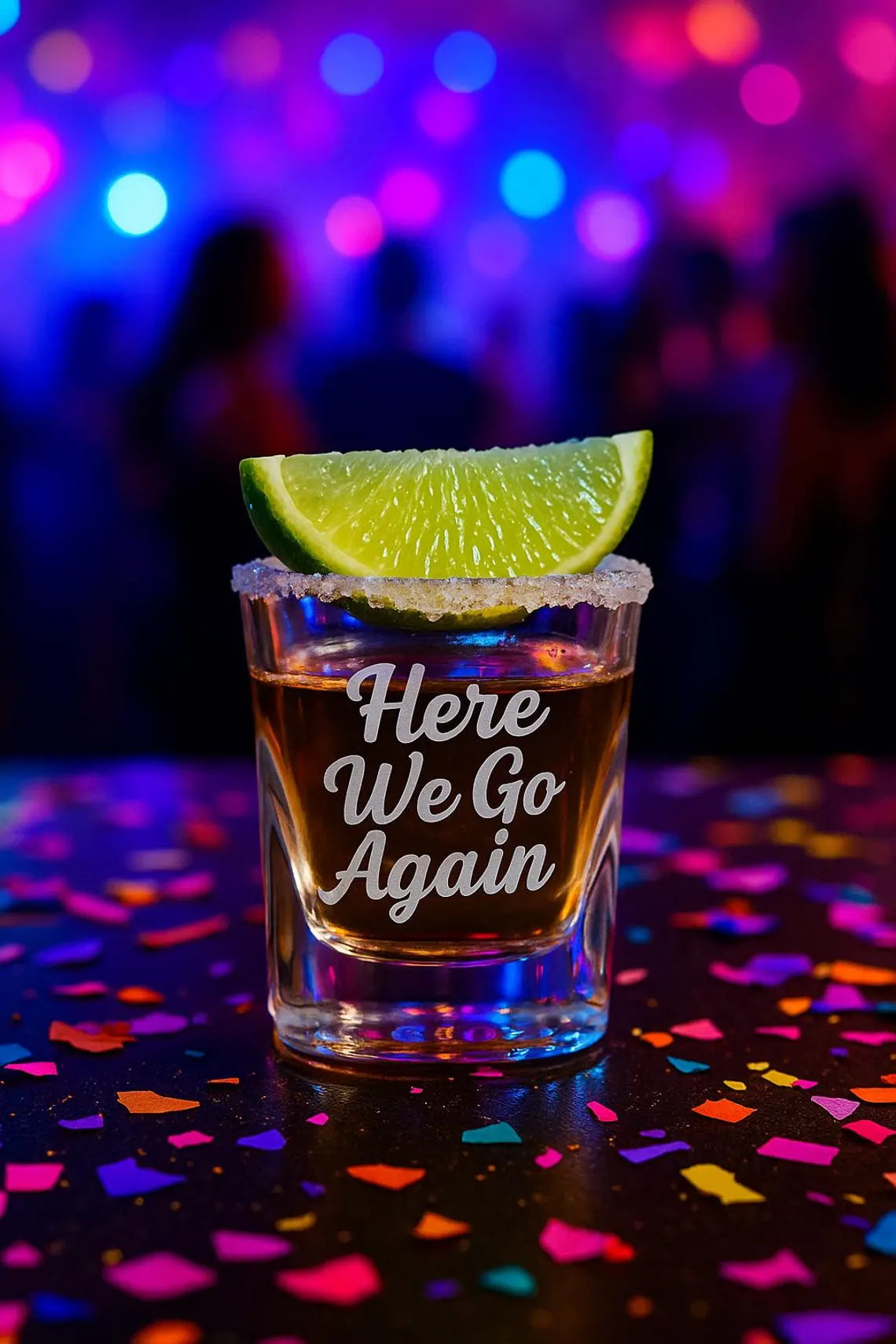 Here We Go Again Shot Glass