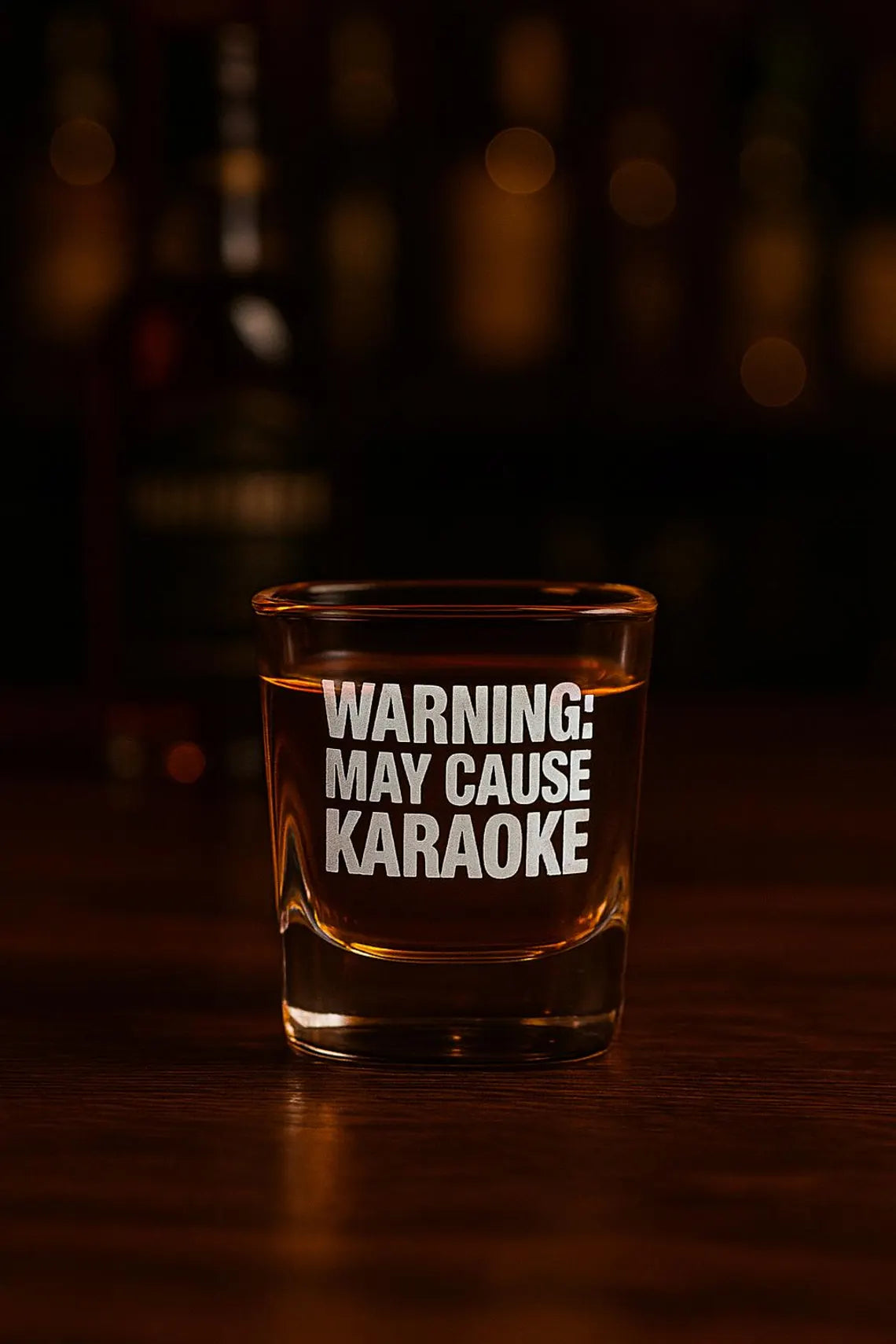 Warning May Cause Karaoke Shot Glass