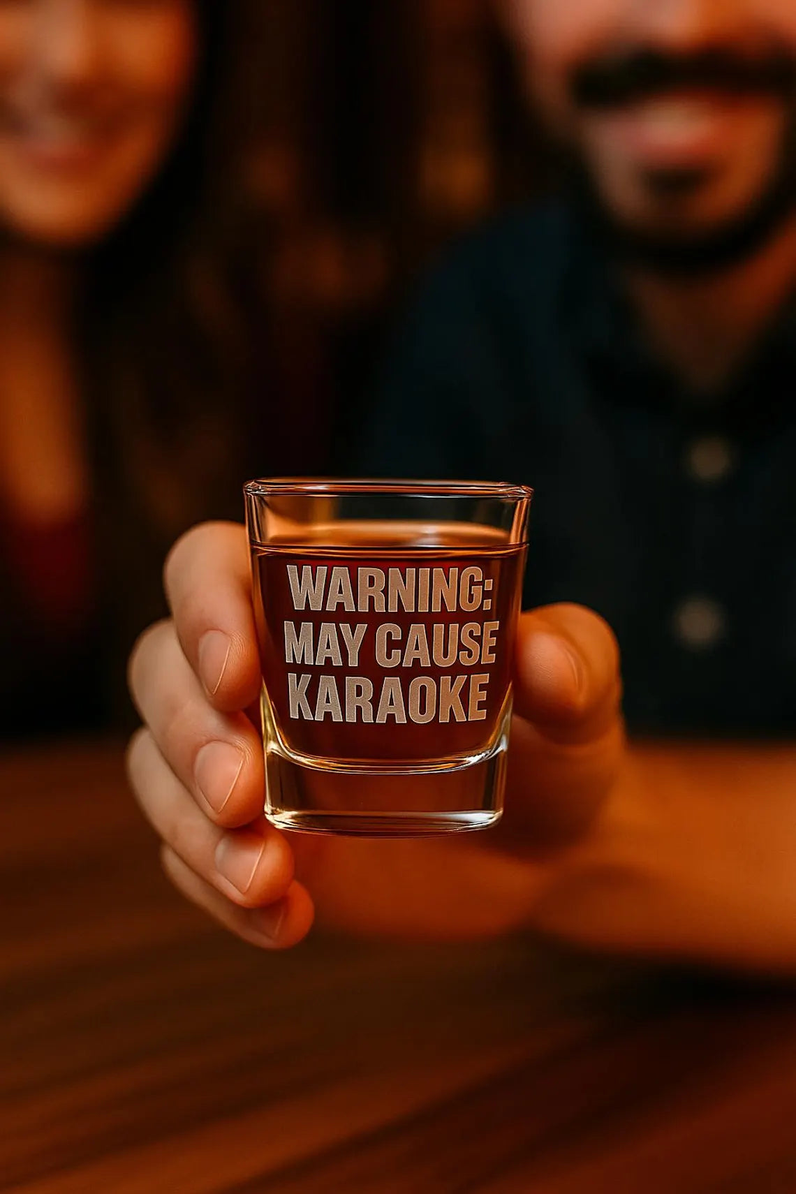 Warning May Cause Karaoke Shot Glass