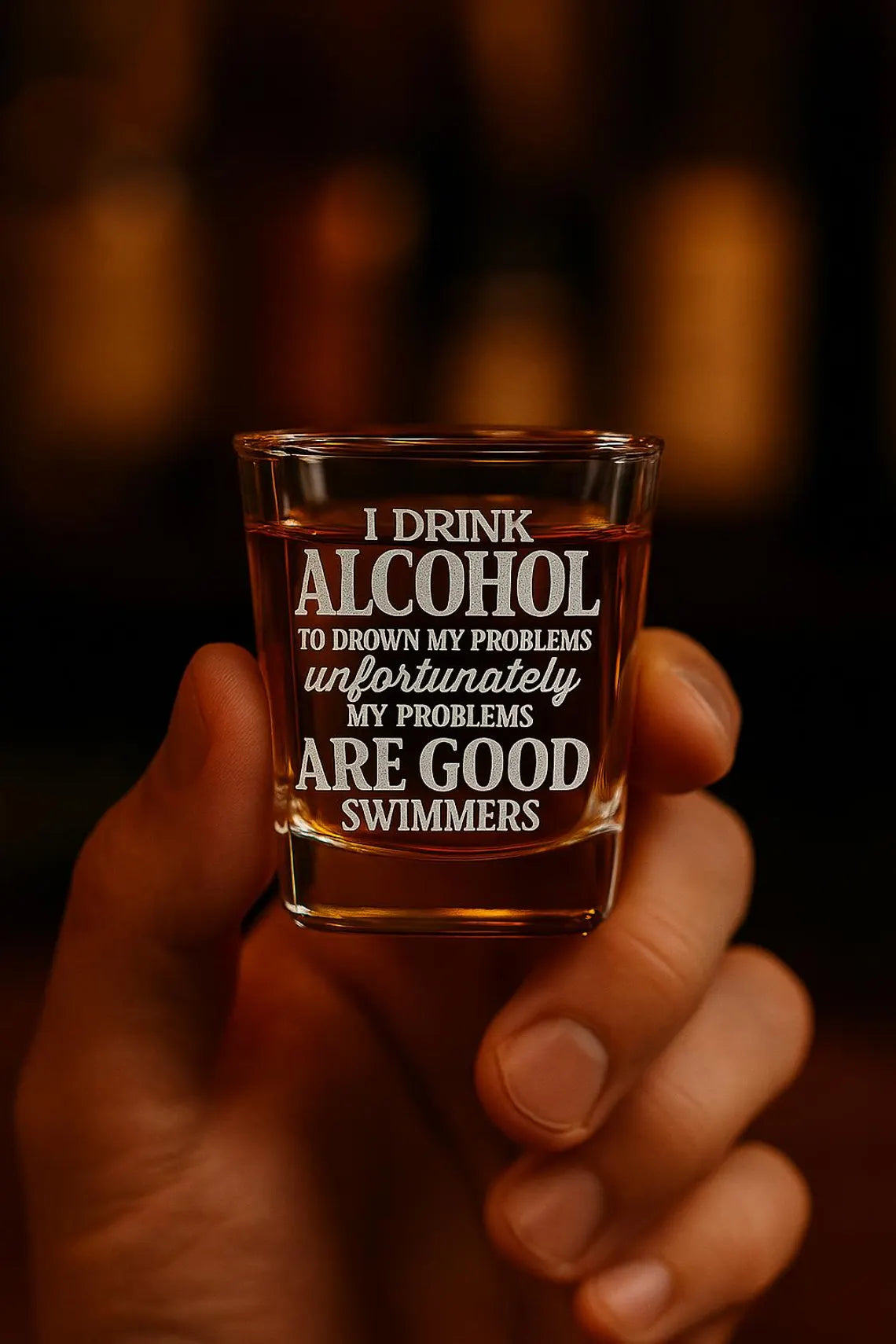 Engraved Shot Glass: Funny Alcohol Quote