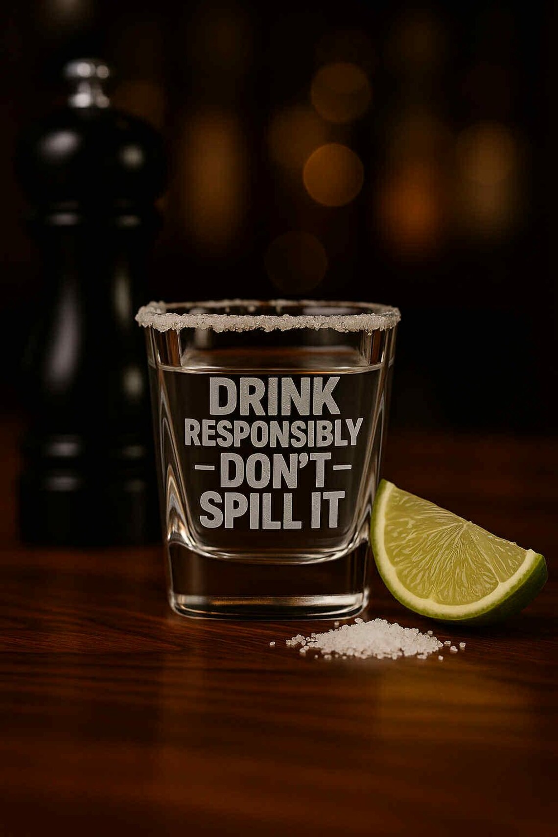 Drink Responsibly Don't Spill Iit Engraved Shot Glass