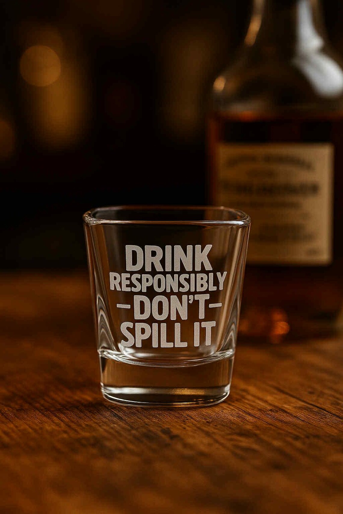 Drink Responsibly Don't Spill Iit Engraved Shot Glass