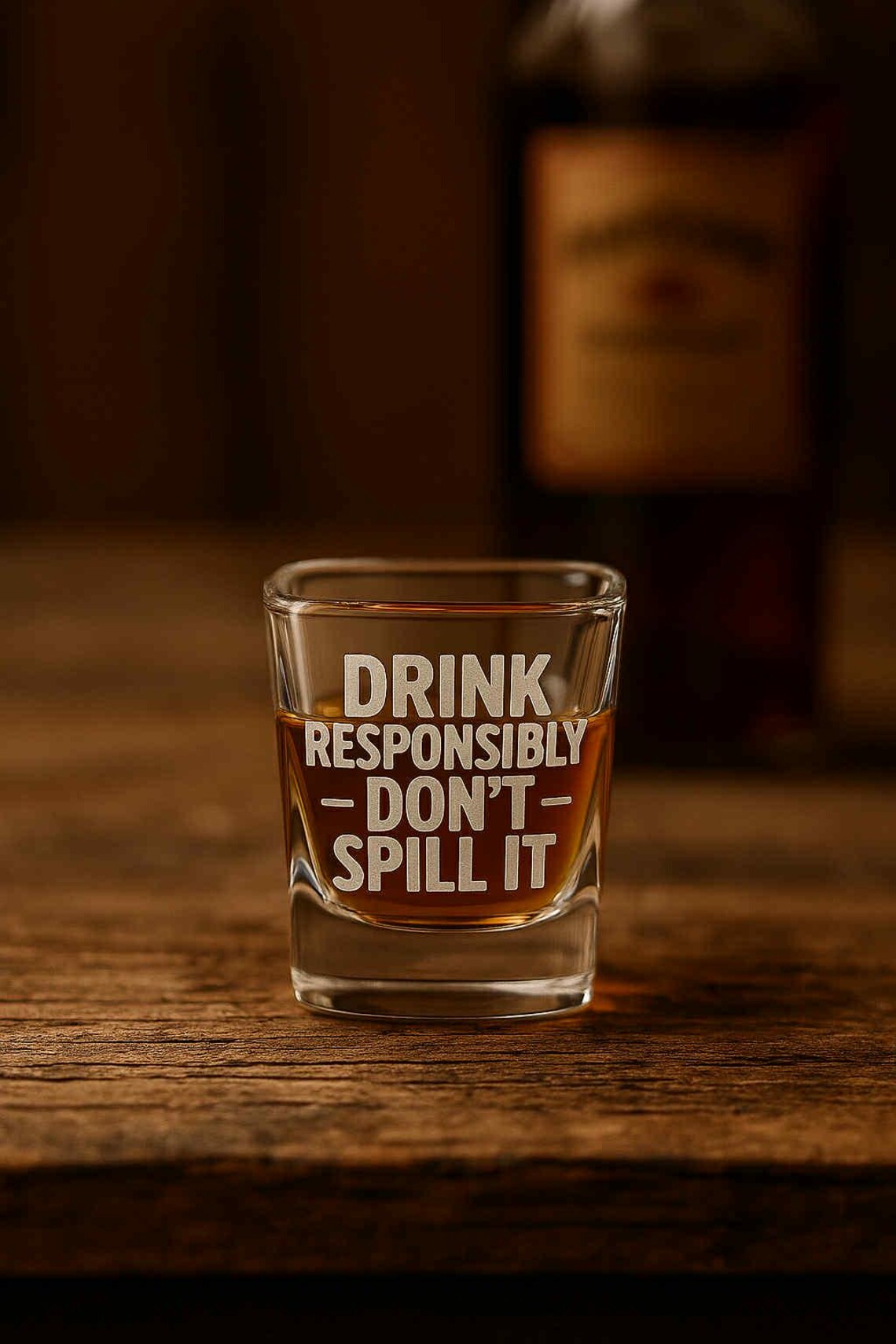 Drink Responsibly Don't Spill Iit Engraved Shot Glass