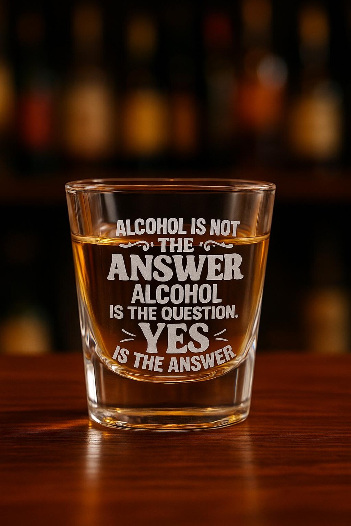 Alcohol is not the answer Engraved Shot Glass