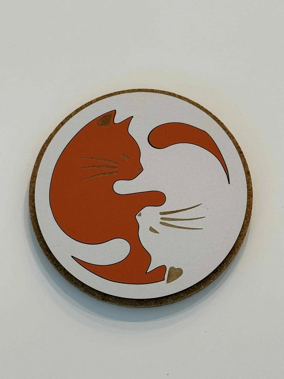 Cat Yin Yang Coasters - Black & White Orange Cat Lovers Gift
