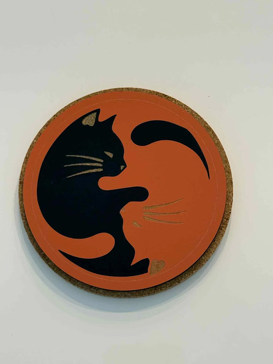 Cat Yin Yang Coasters - Black & White Orange Cat Lovers Gift
