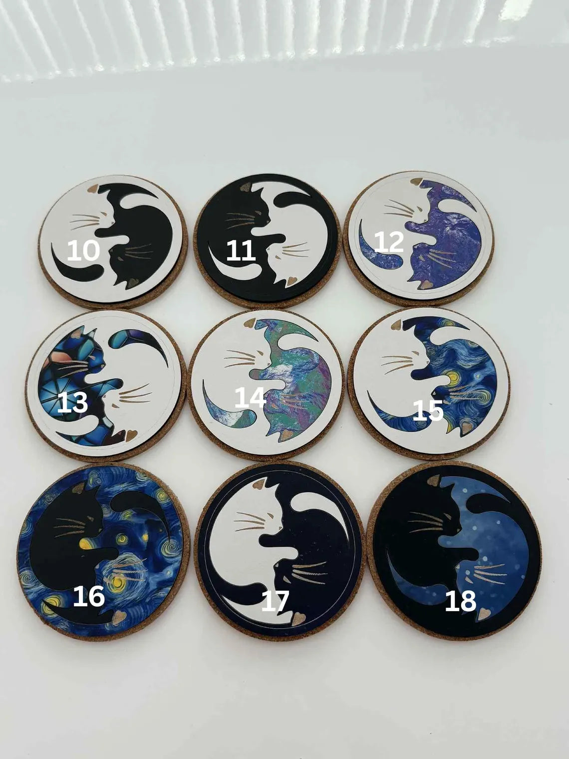 Yin Yang Cat Coasters – Galaxy Starry Night Drink Coasters