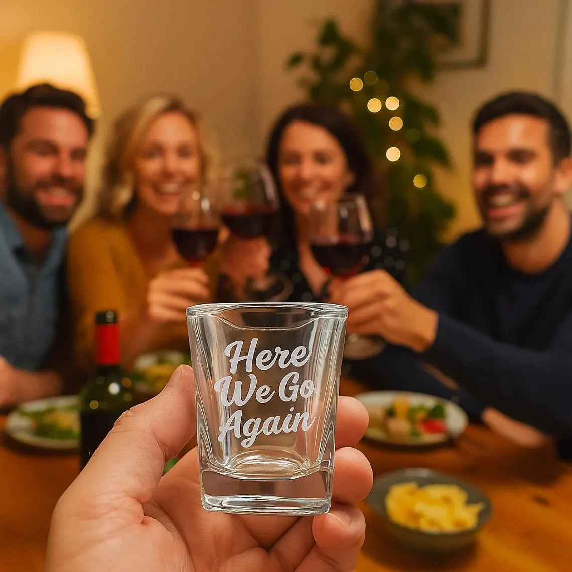 Here We Go Again Shot Glass