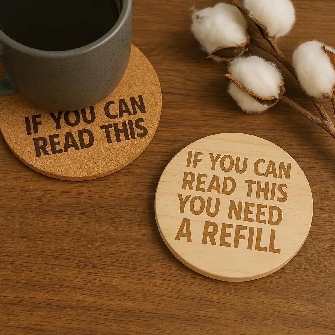 "If You Can Read This..." Cork or Wood Coaster