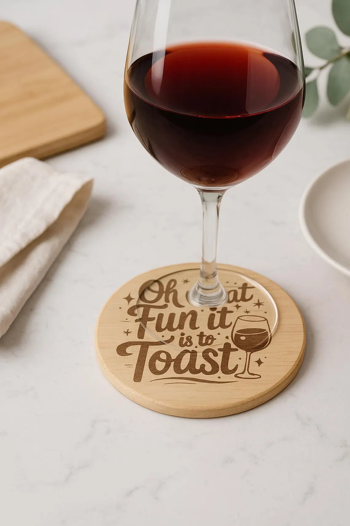 Oh What Fun It Is to Toast Coaster – Laser Engraved Cork or Wood Coaster