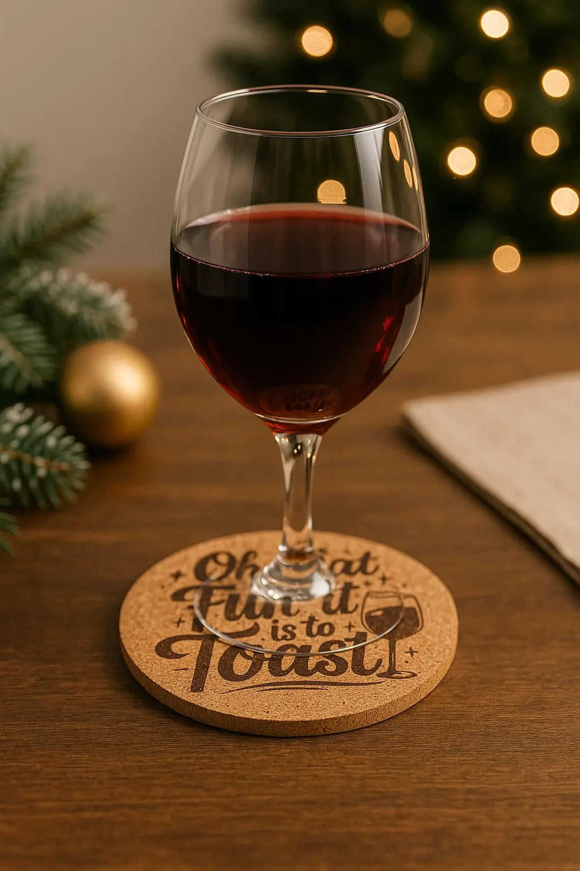 Oh What Fun It Is to Toast Coaster – Laser Engraved Cork or Wood Coaster