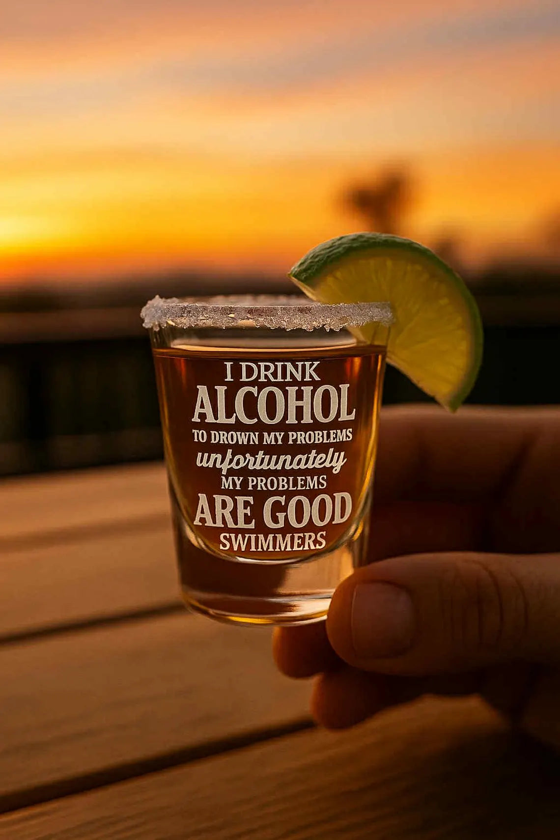 Engraved Shot Glass: Funny Alcohol Quote