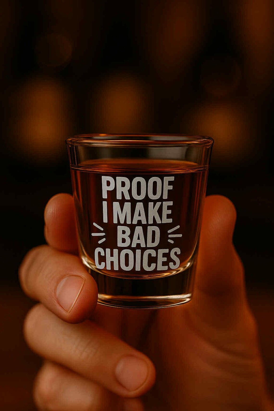 PROOF I MAKE BAD CHOICES Engraved Shot Glass