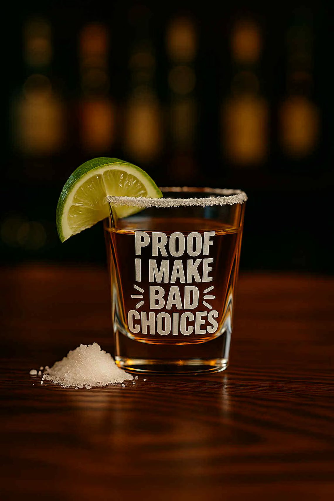 PROOF I MAKE BAD CHOICES Engraved Shot Glass