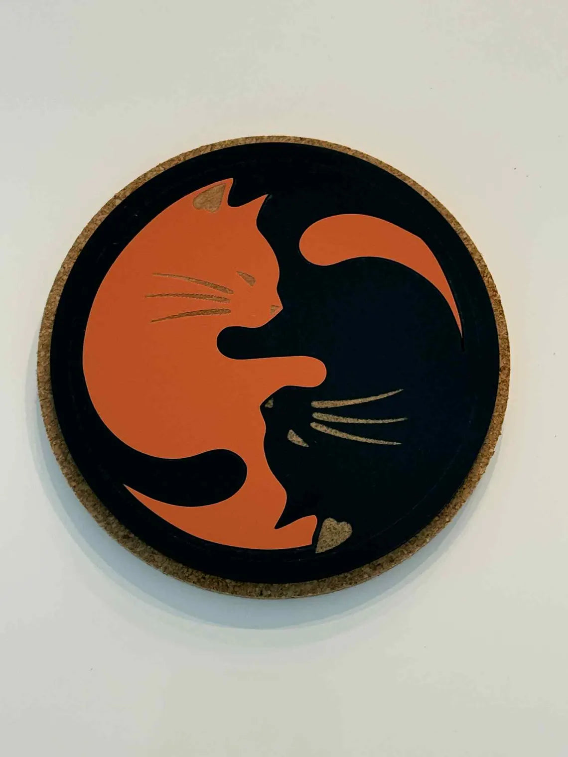 Cat Yin Yang Coasters - Black & White Orange Cat Lovers Gift