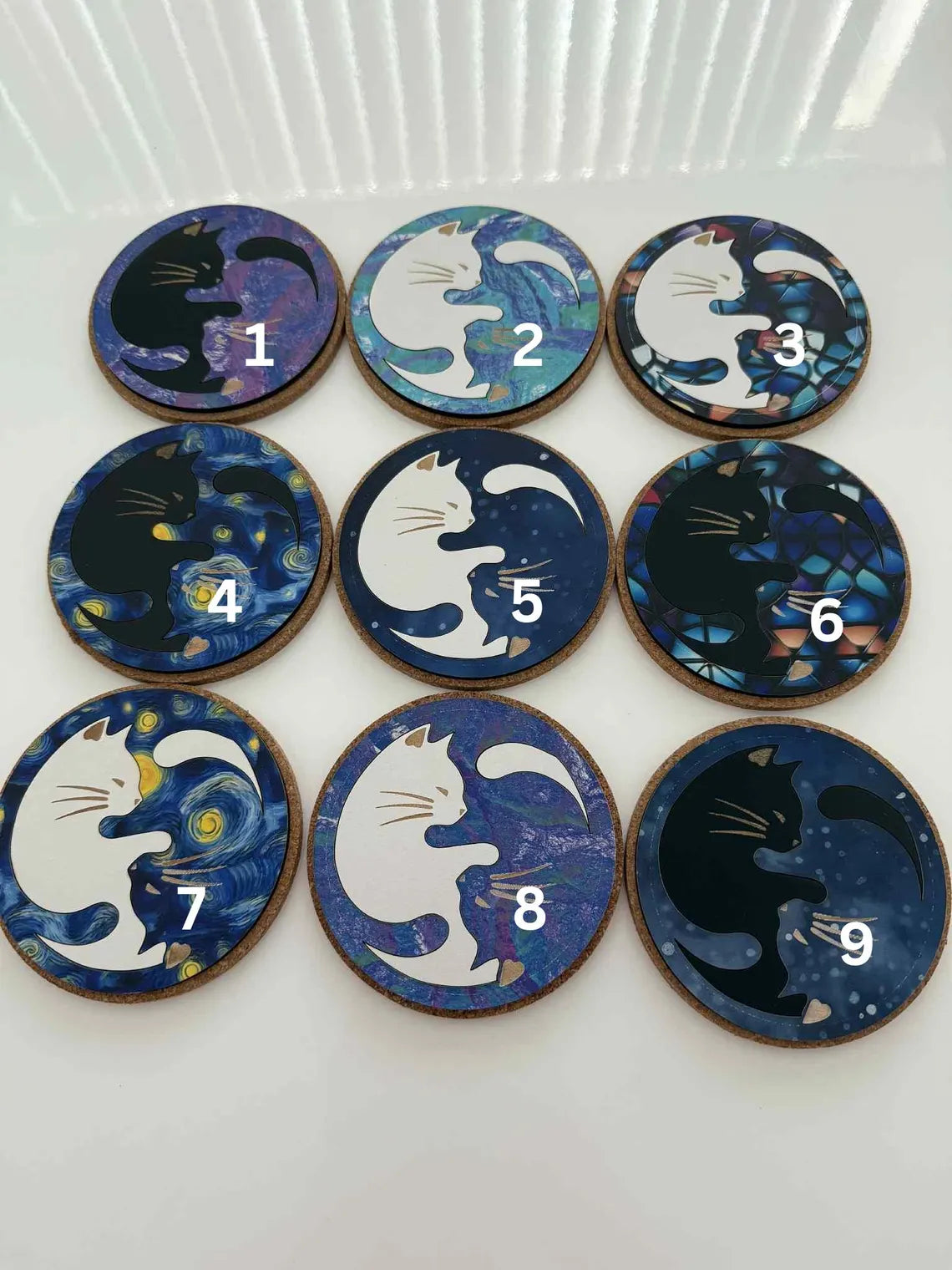 Yin Yang Cat Coasters – Galaxy Starry Night Drink Coasters