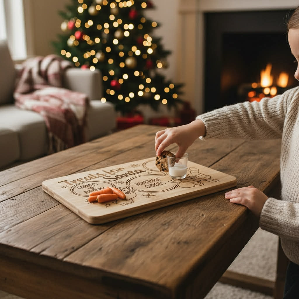 Personalized “Treats for Santa” Bamboo Board – Christmas Cookie Tray
