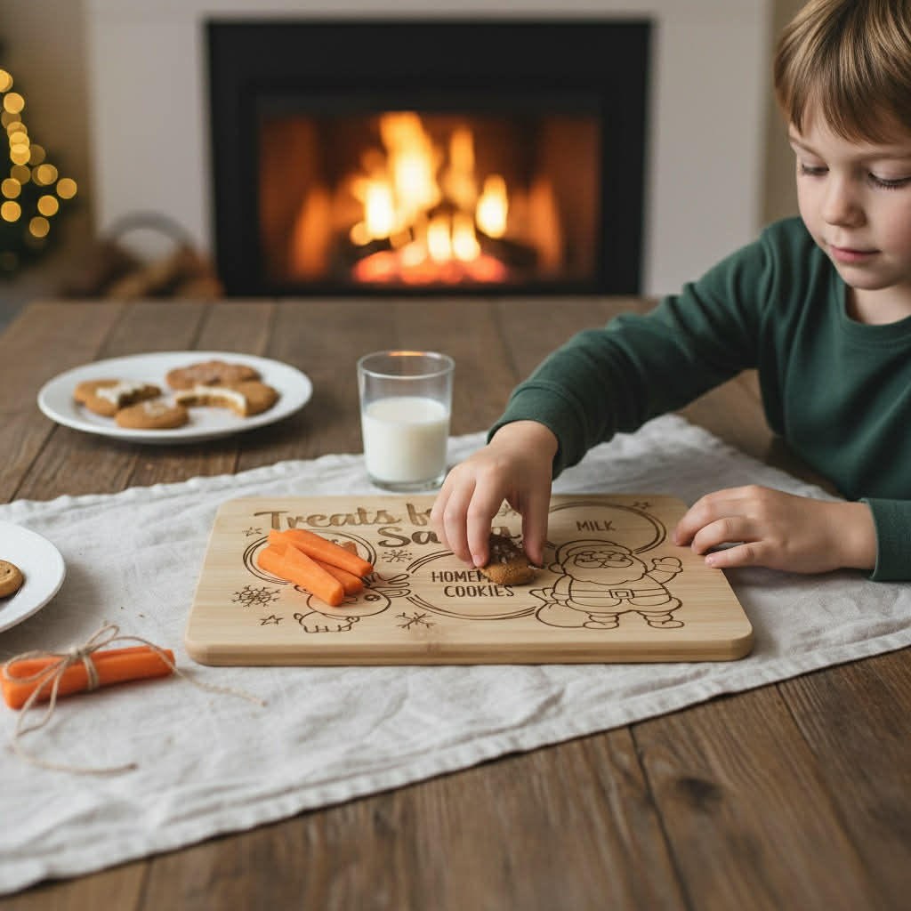 Personalized “Treats for Santa” Bamboo Board – Christmas Cookie Tray