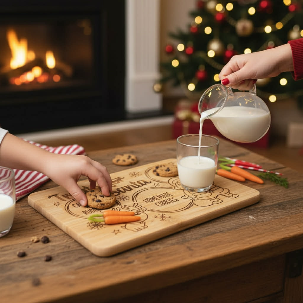 Personalized “Treats for Santa” Bamboo Board – Christmas Cookie Tray