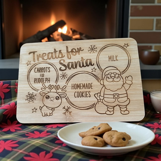 Personalized “Treats for Santa” Bamboo Board – Christmas Cookie Tray