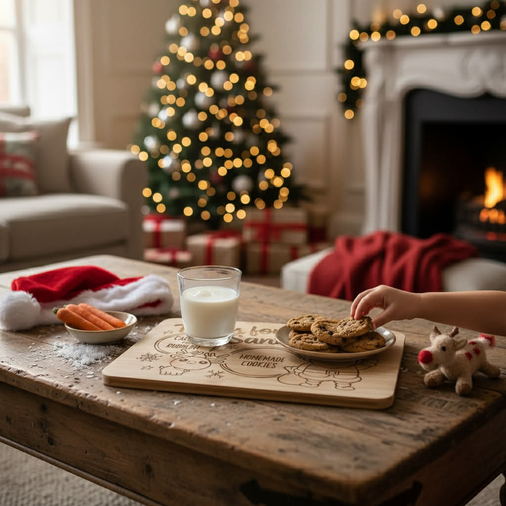 Personalized “Treats for Santa” Bamboo Board – Christmas Cookie Tray