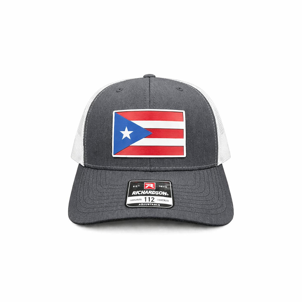 Puerto Rico Flag Trucker Hat (Richardson 112) – Handmade Acrylic Patch | Boricua Snapback Cap