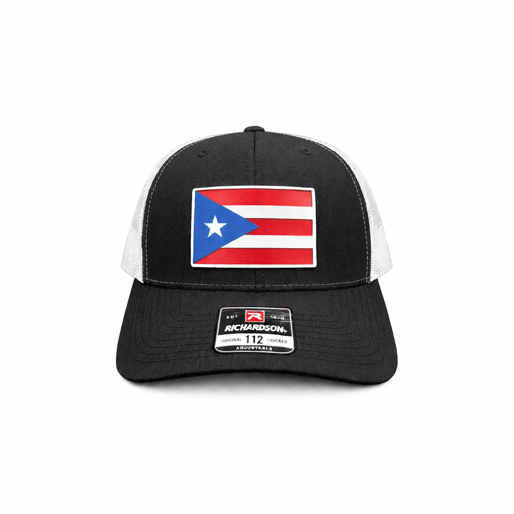 Puerto Rico Flag Trucker Hat (Richardson 112) – Handmade Acrylic Patch | Boricua Snapback Cap