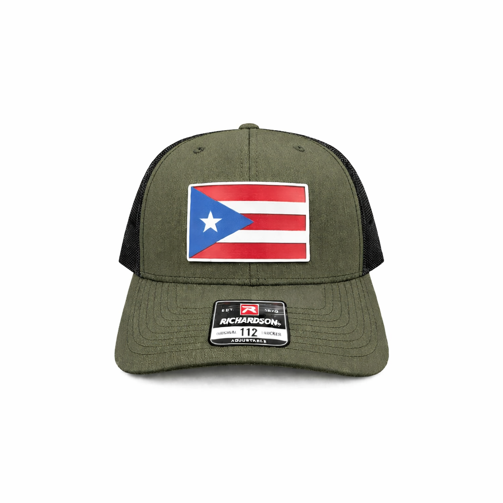 Puerto Rico Flag Trucker Hat (Richardson 112) – Handmade Acrylic Patch | Boricua Snapback Cap