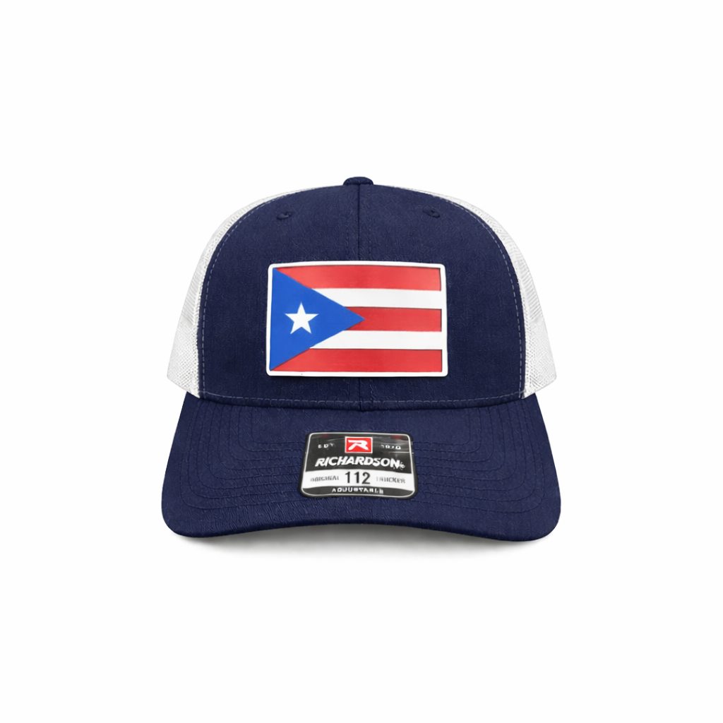 Puerto Rico Flag Trucker Hat (Richardson 112) – Handmade Acrylic Patch | Boricua Snapback Cap