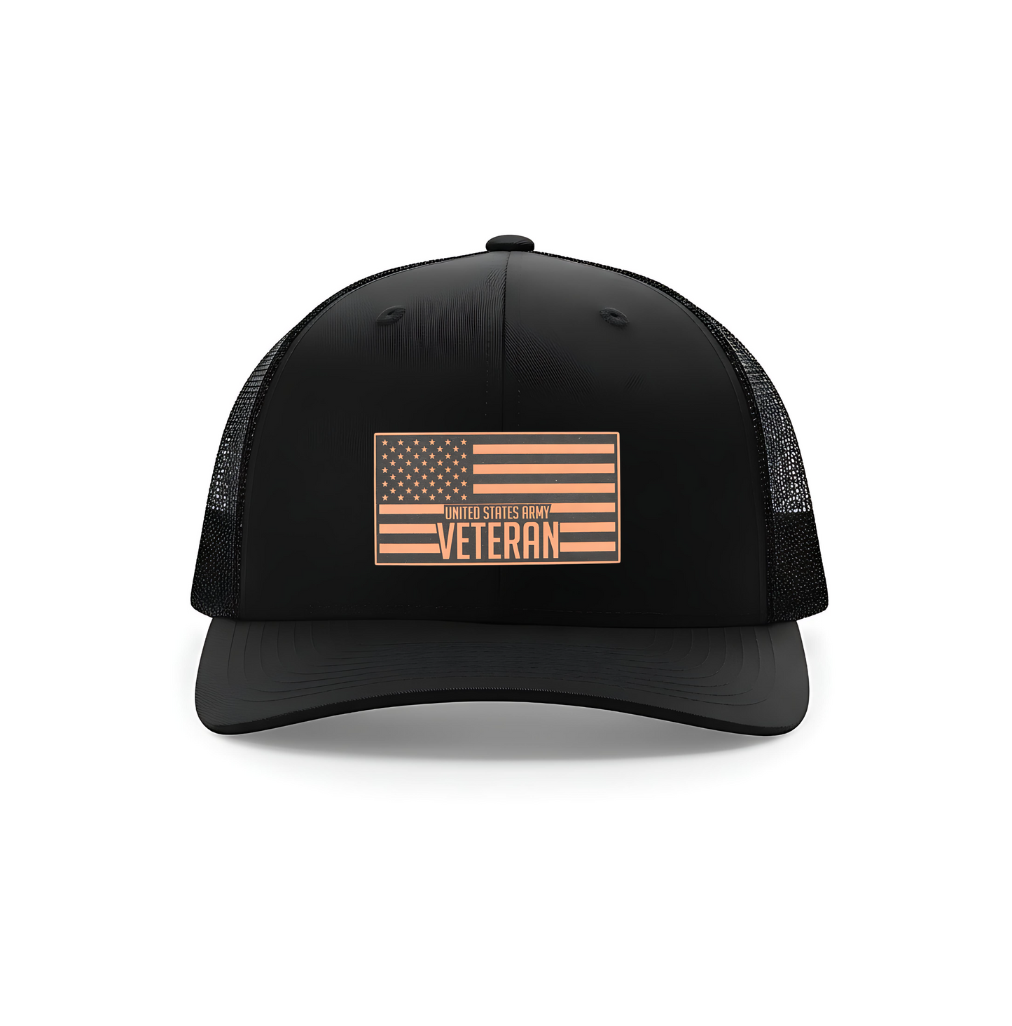 U.S. Army Veteran Leatherette Patch Richardson 112 Trucker Hat – Multiple Color Options
