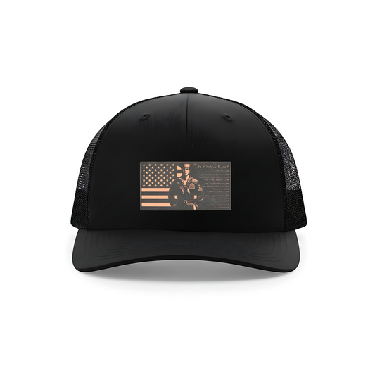 Sailor's Creed American Flag Leatherette Patch Hat – Richardson 112 Trucker Cap